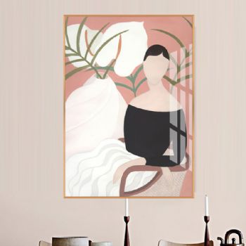 高档后现代艺术装饰画轻奢晶瓷画人物抽象装饰画铝合金框
