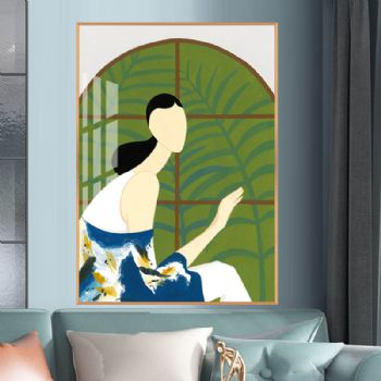人物抽象艺术高档轻奢晶瓷画装饰画铝合金框现代简约挂画
