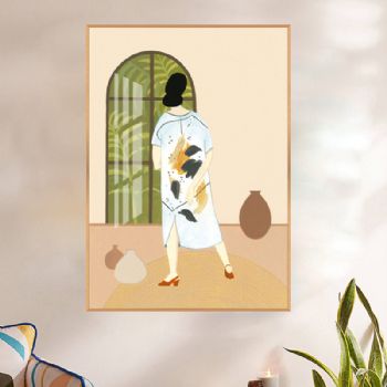 抽象人物之美高档轻奢晶瓷画装饰画铝合金框