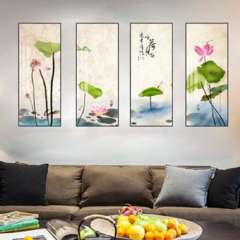 高档客厅四联画晶瓷画和和美美家和万事兴装饰画挂画