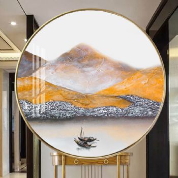 高档新中式挂画金山银山风水画适合客厅玄关走廊挂画