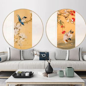 高档客厅挂画轻奢晶瓷画中国风新中式花鸟画装饰画