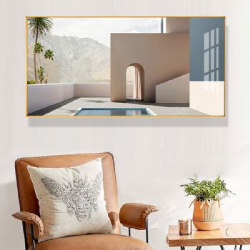 高档现代简约莫兰迪艺术装饰画轻奢晶瓷装饰画铝合金框