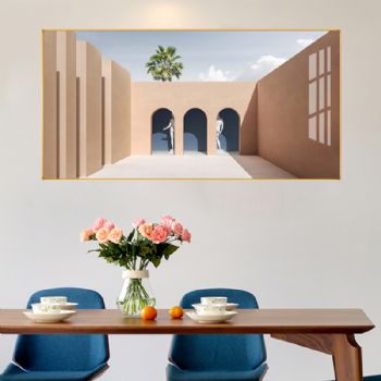 现代高档艺术莫兰迪风格轻奢晶瓷画装饰画铝合金框现代简约挂画