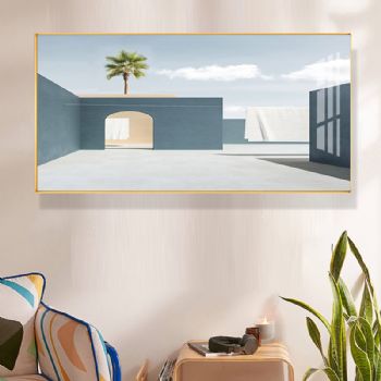 高档轻奢现代酒店餐厅挂画莫兰迪风格晶瓷画装饰画铝合金框