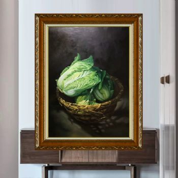 实力派油画画家手绘静物油画大白菜寓意发大财新中式油画实木外框