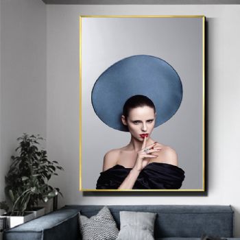 美女装饰画客厅沙发墙背影轻奢晶瓷画装饰画铝合金框