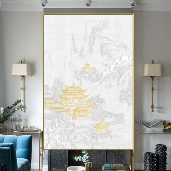 素雅新中式3D浮雕肌理实物画现代简约抽象玄关装饰画客厅壁画立体浮雕挂画