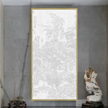 传统素雅山水画新中式3D浮雕肌理画现代装饰画中式客厅壁画立体浮雕挂画