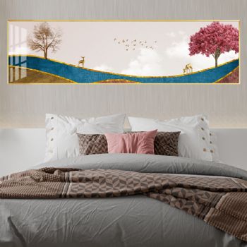 不同寻常现代简约抽象卧室床头装饰画房间横幅壁画样板房挂画