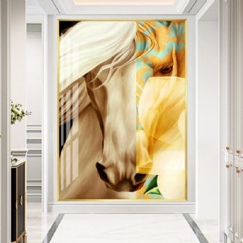 现代简约马到成功装饰画客厅马挂画美式餐厅艺术样板房壁画