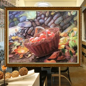 秋天的风景柿子静物写实油画纯手绘中式油画适合客厅酒店精品油画