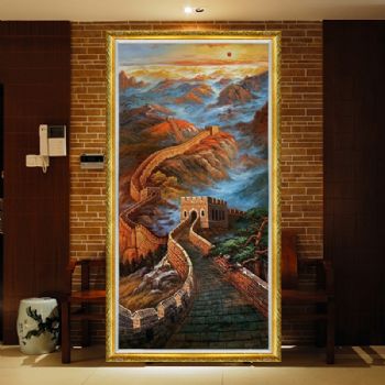 新中式风景油画万里长城纯手绘写实油画实力画家作品