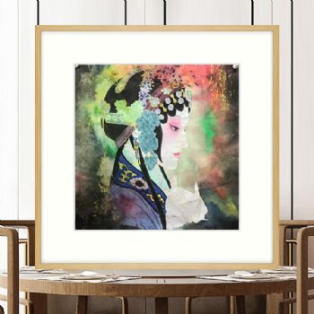 新中式纯手绘精品四尺斗方戏曲人物国画彩墨水彩国画