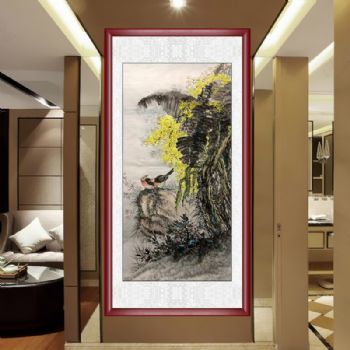 水墨花鸟画水墨国画小菊花装饰国画合适玄关的装饰国画