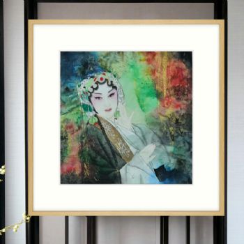 精品四尺斗方戏曲人物纯手绘彩墨人物国画新中式彩墨水彩国画