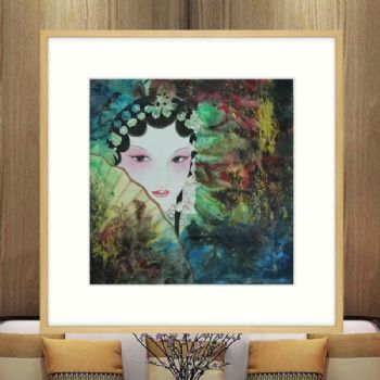 实力画师新中式彩墨水彩国画精品四尺斗方戏曲人物纯手绘彩墨人物国画