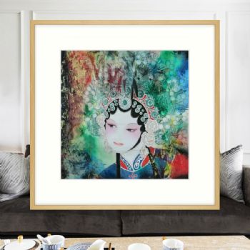 传统经典国画新中式彩墨水彩国画精品四尺斗方戏曲人物纯手绘