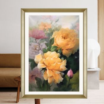 实力画家精品写意现代艺术花鸟油画富贵牡丹纯手绘油画