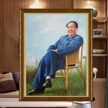 一代伟人人物肖像油画毛泽东同志休闲中式写实油画油画人物画