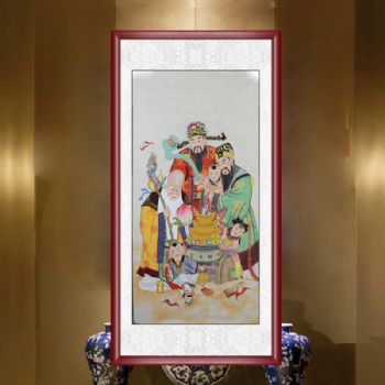 传统中华文化工笔国画三星高照招财进宝福气飞来手绘国画水墨画