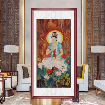 泼墨手法水墨画观音菩萨人物画手绘国画精品作品