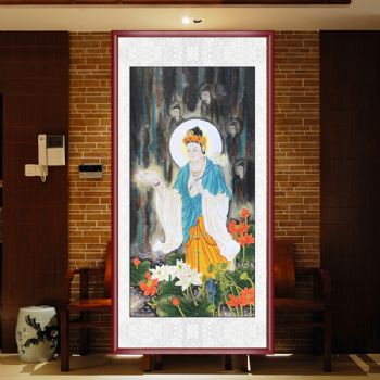 精品手绘佛教肖像画纯手绘人物肖像四尺国画佛像宣纸可落款