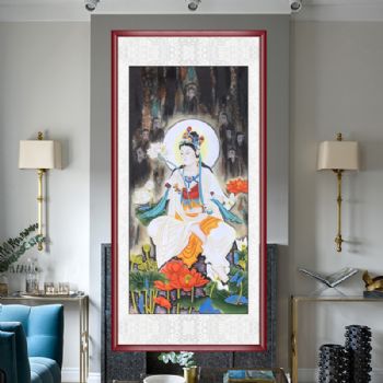 工笔写意精品手绘佛教肖像画纯手绘人物肖像四尺国画佛像宣纸可落款