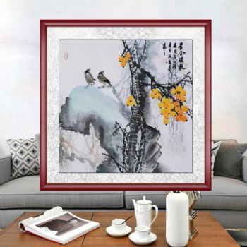 黄金满枝头四尺斗方写意花鸟画枇杷树适合客厅餐厅挂画手绘国画孔庆义风格国画