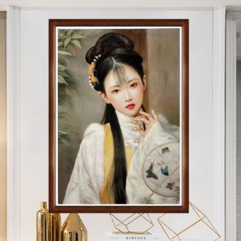 古装人物手绘油画美女油画精品人体写实艺术油画