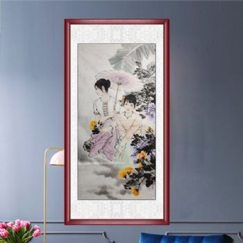 纯手绘人物画四尺少女图国画人物水墨画美女图写意国画