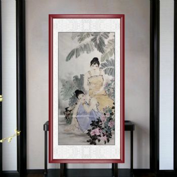 现代人物手绘国画人物画四尺少女图国画人物水墨画美女图写意国画