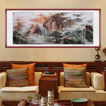 写意山水画新中式精品山林人家小八尺山水画丹霞风貌山水画支持个性提词