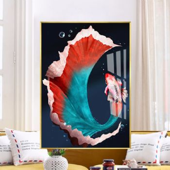 现代装饰画高清微喷动物装饰画创意金鱼图样板房装饰画