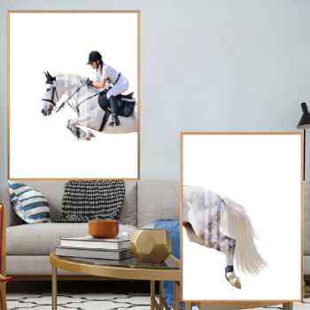 现代贵族运动赛马骑士图现代装修装饰画轻奢晶瓷画别墅样板房挂画