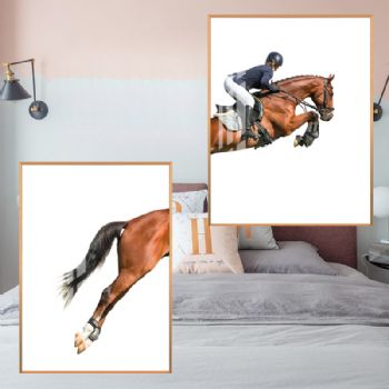 轻奢晶瓷画现代贵族运动赛马骑士图现代装修装饰画公寓酒店样板房挂画