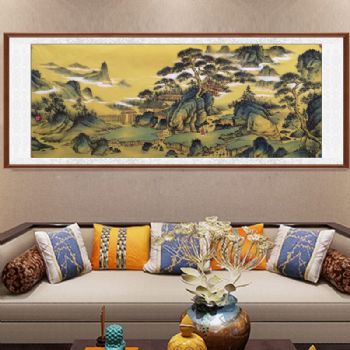 仿古小六尺山水画名士归隐山林图云山孩童青山风景国画接受个性题字