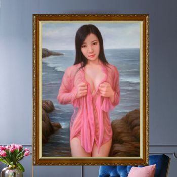 裸体油画艺术纯手绘人物油画美女油画作品人体油画艺术实木画框