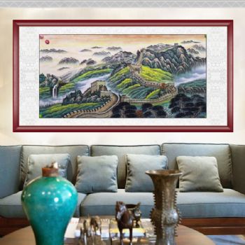 水墨国画长城国画丰收的长城黄灿灿气势雄伟酒店客厅卧室装饰画支持个性提词