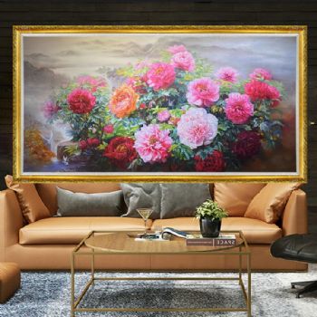 精品手绘油画牡丹图牡丹寓意大富大贵花中之王富贵无比