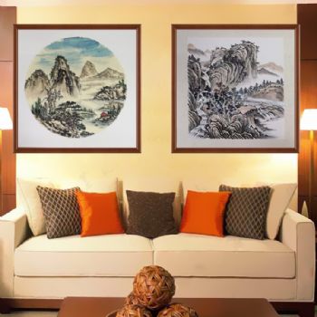 实木国画框小品国画水墨画手绘山水国画精品仿古卡纸手绘写意国画