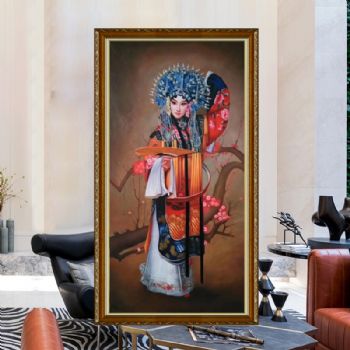 精品人物写实油画国粹京剧人物造型油画纯手绘油画客厅走廊美女挂画