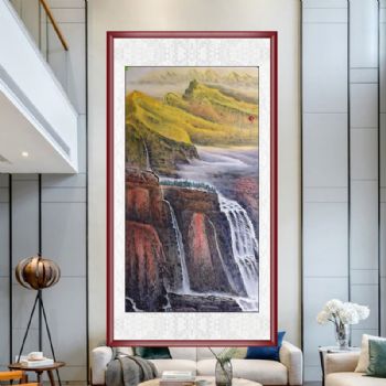 精品六尺山水画千峰争攒聚万壑绝凌历风景山水画气势磅礴纯手绘国画