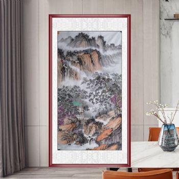 精品山水国画六尺人物山水画纯手绘国画适合客厅酒店挂画