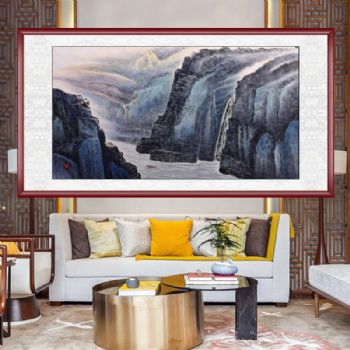 祖国壮丽山河风景画精品山水国画六尺纯手绘国画适合客厅酒店大厅挂画