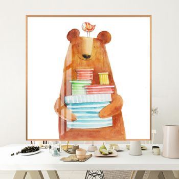 小清新小熊系列北欧客厅装饰画沙发背景墙画儿童房卧室挂画