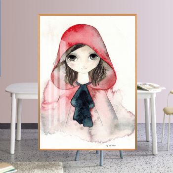 小清新可爱人物卫衣女孩北欧客厅装饰画沙发背景墙画儿童房卧室挂画