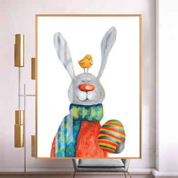 粉彩时尚的兔子小清新北欧客厅装饰画沙发背景墙画儿童房卧室挂画