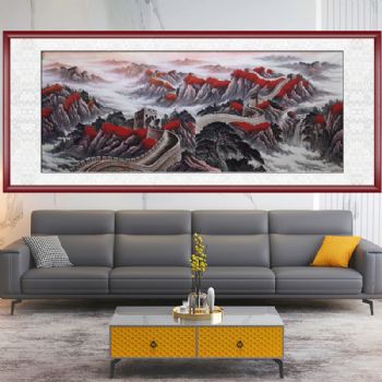 水墨画高品质风水国画纯手绘万里长城国画鸿运当头大丈二长城国画支持个性提词