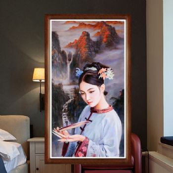精品古典人物纯手绘人物油画名家精品油画艺术美女古装人物油画
